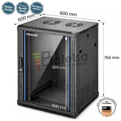 Armario Rack 15U 600x600 mm | Mural Phasak Pro PHO 3115